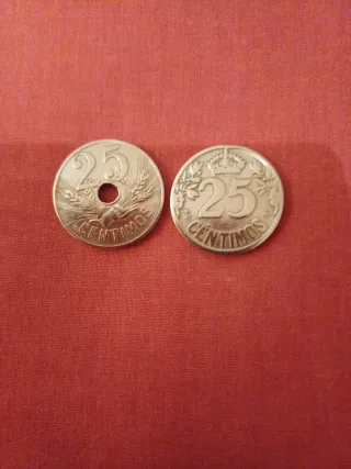 2 Monedas 25 Céntimos Pesetas