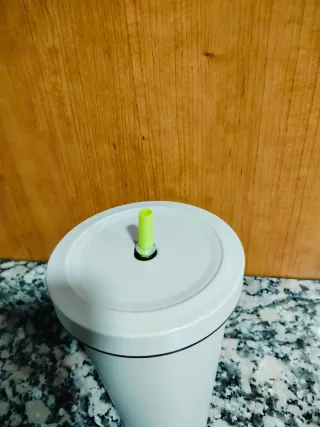 Termo Vaso Beige con Pajita