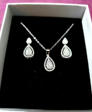 Conjunto Lineargent Plata Pendientes y Colgante