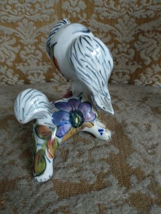 Estatuilla Vintage de cerámica - Perro con Flores