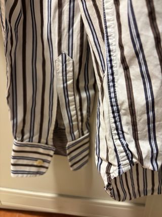 Camisa Zara Man Rayas Azul Marrón Talla L