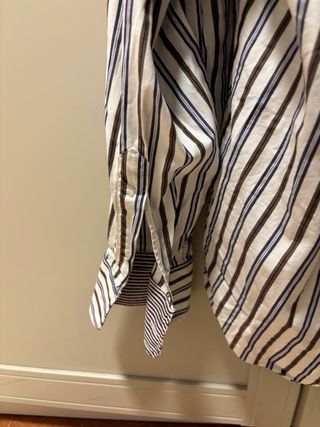 Camisa Zara Man Rayas Azul Marrón Talla L