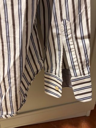 Camisa Zara Man Rayas Azul Marrón Talla L