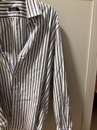 Camisa Zara Man Rayas Azul Marrón Talla L