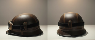 Casco Moto Cuero Vintage Gafas Custom