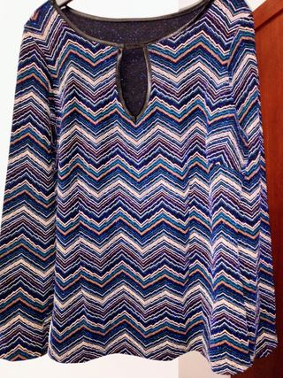 Camiseta mujer zig-zag brillante