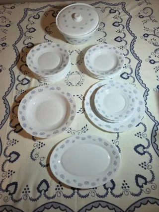 Vajilla Harmonia Clesa Porcelana Azul/Blanco 30uds