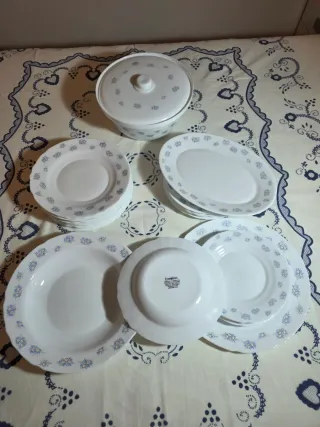 Vajilla Harmonia Clesa Porcelana Azul/Blanco 30uds