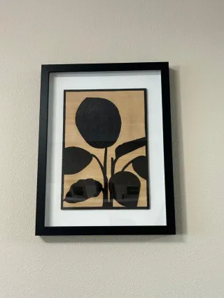 Cuadro pirograbado planta