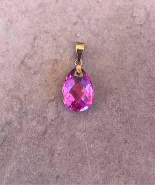 Colgante Oro dorado 9k Zafiro Rosa
