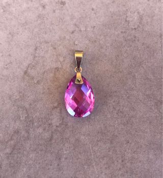 Colgante Oro dorado 9k Zafiro Rosa