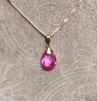 Colgante Oro dorado 9k Zafiro Rosa