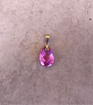 Colgante Oro dorado 9k Zafiro Rosa