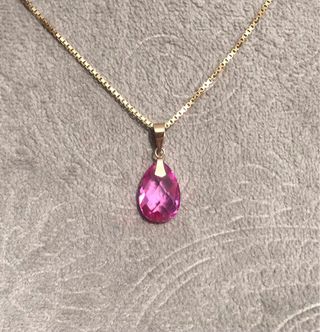 Colgante Oro dorado 9k Zafiro Rosa
