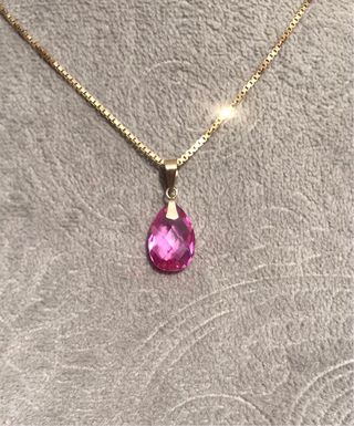 Colgante Oro dorado 9k Zafiro Rosa