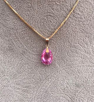 Colgante Oro dorado 9k Zafiro Rosa