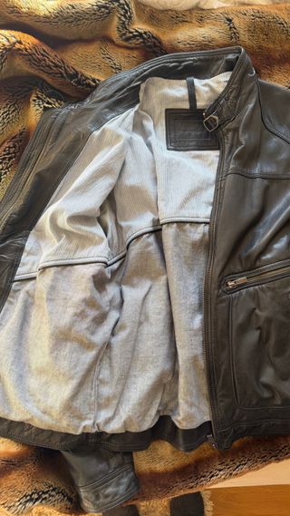 Cazadora Cuero Massimo Dutti Negra