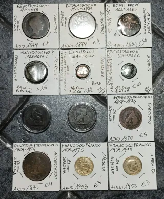 Lotto 12 Monete Romane e Spagnole