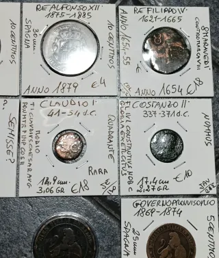 Lotto 12 Monete Romane e Spagnole