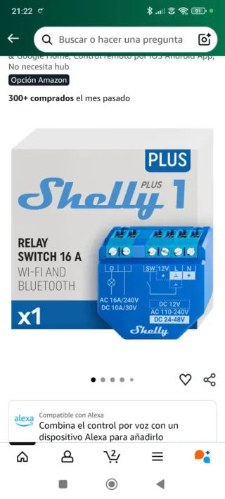 Shelly Plus 1 Relé WiFi Bluetooth 16A Nuevo