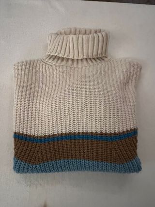 Maglione collo alto donna beige e blu taglia S