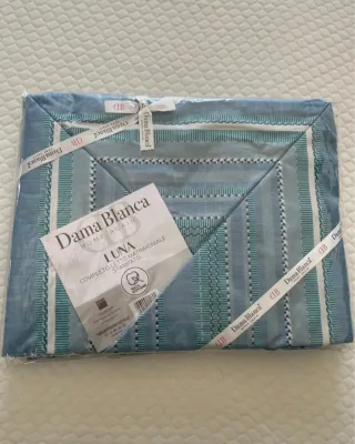 Completo letto 100% cotone righe blu e verdi