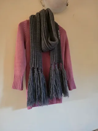 Sciarpa donna grigia con frange NAPPE Vintage