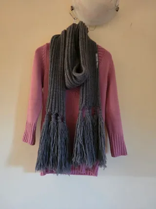 Sciarpa donna grigia con frange NAPPE Vintage