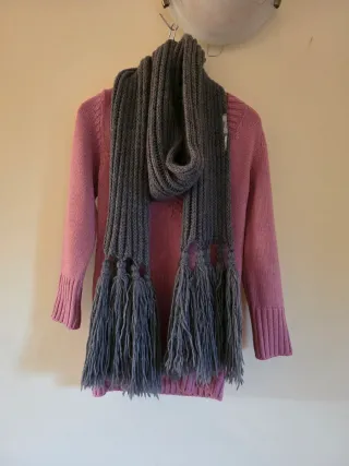 Sciarpa donna grigia con frange NAPPE Vintage