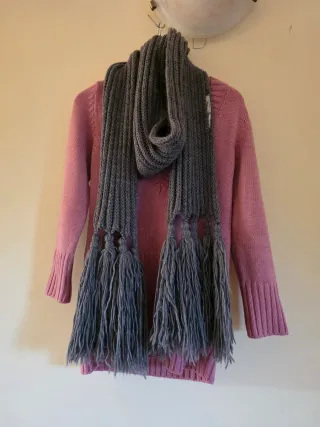 Sciarpa donna grigia con frange NAPPE Vintage