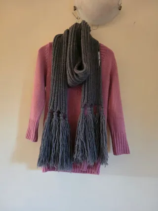 Sciarpa donna grigia con frange NAPPE Vintage