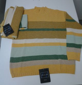 Jersey de rayas beige y verde talla XL