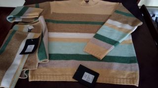 Jersey de rayas beige y verde talla XL