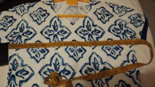 Camiseta Punto Roma Estampada Azul y Blanca