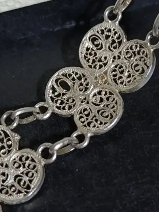 Pulsera vintage filigrana plata esmalte verde