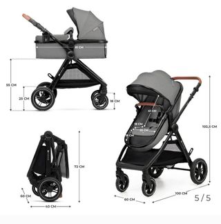 Cochecito bebé 3 en 1 gris