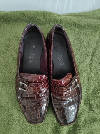 Mocasines Pitillos Piel Marrón Mujer