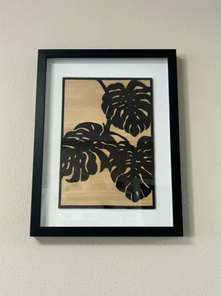 Cuadro pirograbado hojas tropicales