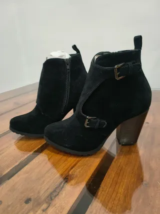 Botines tacón Venca Serraje Negro Talla 37