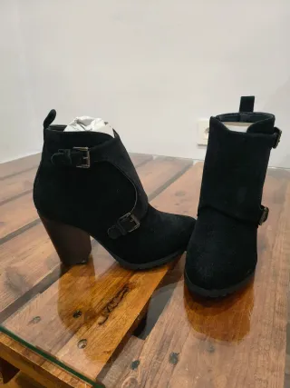 Botines tacón Venca Serraje Negro Talla 37