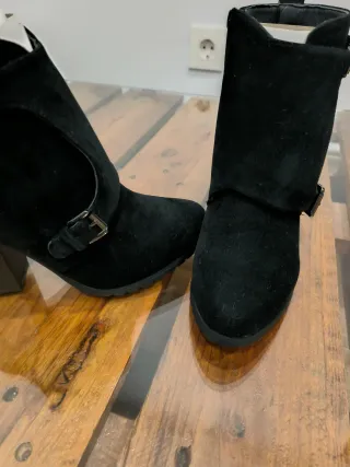 Botines tacón Venca Serraje Negro Talla 37