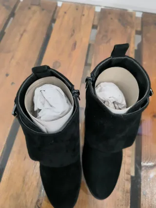 Botines tacón Venca Serraje Negro Talla 37