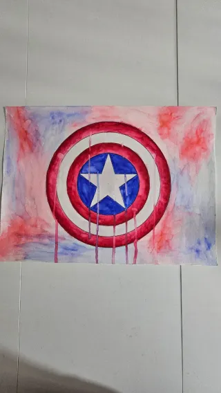 Lámina acuarela Escudo Capitán América