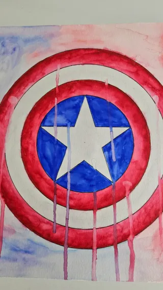 Lámina acuarela Escudo Capitán América