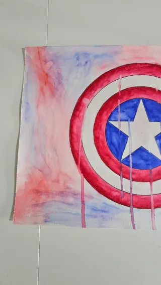 Lámina acuarela Escudo Capitán América