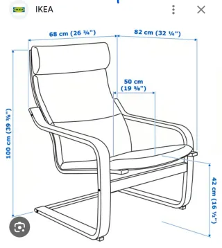 Poltrona a Dondolo Ikea POÄNG in Tessuto Rosso