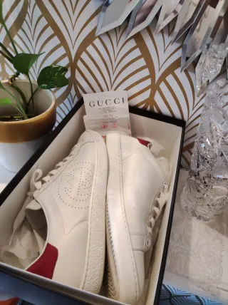 Zapatillas Gucci Mujer Blancas y Rojas