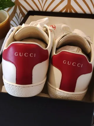 Zapatillas Gucci Mujer Blancas y Rojas
