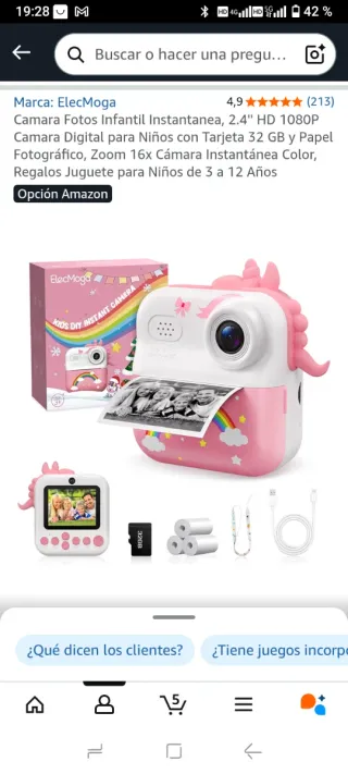 Cámara Instantánea Infantil ElecMoga