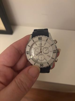 Reloj Unisex Azul Marino y Plateado, sin pila